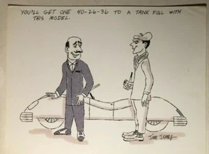 BIG CAR vintage 9" x 12" risque magazine illustration signed by Jim Jones - Picture 1 of 1