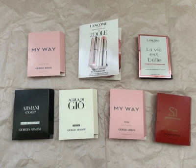 Lote de 7 muestras de lujo de perfume y labios de diseño (Lancôme, Giorgio Armani2024) Foto 1 de 4