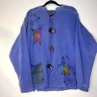 Authentic Pigment Blue Altered Collage Art to Wear Sweatshirt Jacket size large