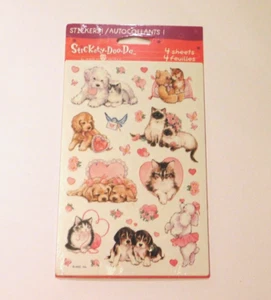 Stickety Doo-Da ~Valentine Cats & Dogs~ 4 Sheets American Greetings Sealed Pack - Picture 1 of 1