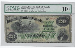 1920  Imperial Bank of Canada  $20 Note  Cat#375-16-18 SN# 026258 PMG Net VG-10  - Picture 1 of 2