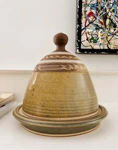 Vintage Mid Century Studio Pottery Cheese Dome Covered Cheese Jim Lauer KCAI - Picture 1 of 18