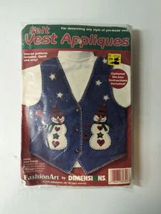 VTG Dimensions SNOW FRIENDS 80340 Felt Vest Appliques NOS 1995 Fashion Art - Picture 1 of 2