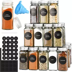 Dkovn 12/24/36/48Pcs Glass Spice Jars, 4Oz Empty Spice Jars with Metal Caps, Lab - Picture 1 of 12