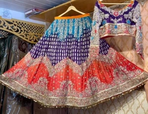 Pakistani style party Mehndi Lengha, Kashees, size medium, New, multi colour.  - Picture 1 of 5