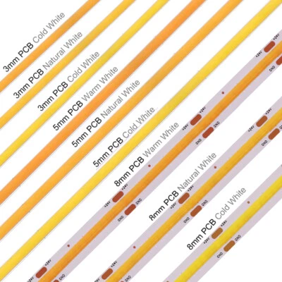 3mm 5mm 8mm COB LED strip light Tape light 384LEDs/m High Density RA90 light bar - Image 1 of 4