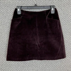 Banana Republic Mini Skirt Women's Size 2 Purple Velvet Lined Front Pockets - Picture 1 of 9