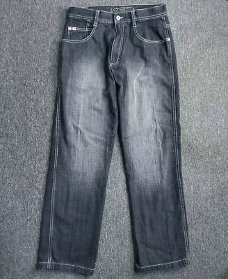 Pantalones de mezclilla Southpole de colección para hombre talla 32x32 negros descoloridos holgados pierna ancha 4180 lengüeta dorada Foto 1 de 4