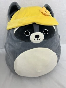 Squishmallows Rocky the Raccoon 16" Plush Yellow Flower Hat - Picture 1 of 3