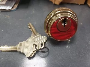 Vintage Mortise Lock Cylinder F Keyway Bright Brass 605Finish - Picture 1 of 4