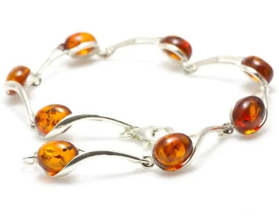 PULSERA NATURAL ÁMBAR BÁLTICO PLATA ESTERLINA 925 con certificación Foto 1 de 4