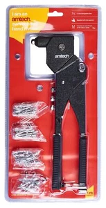 Heavy Duty Swivel Head Hand Riveter 75 Rivets + 4 Nozzles Pop Gun Metal Amtech - Picture 1 of 3
