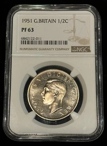 GREAT BRITAIN Half Crown 1951, NGC PF 63 Choice UNC Proof, KGVI. C9 - Picture 1 of 2