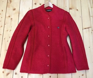 Chaqueta Giesswein rojo escarlata hervida/molida lana sin forro, 40/ UK 12 - Imagen 1 de 9