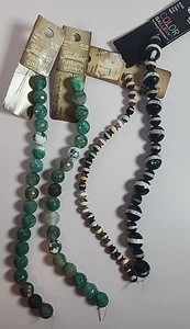 Assorted Lot Of 4 Agate Bead Strands Brand New Green Black Multi-Color - Picture 1 of 8