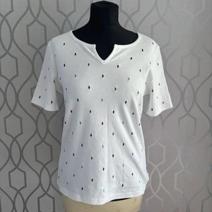 Viyella Women’s White Cotton Embroidered T-shirt New With Tags Size S - Picture 1 of 7