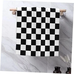 Decorative Hand Towels Dish Towels 27.5×16 in for Party Black Checkered - Picture 1 of 6