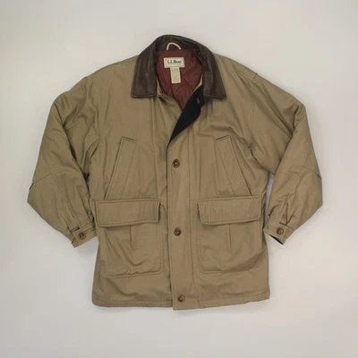 Abrigo LL Bean Barn Chaqueta para Tareas Hombres Grande Alto Marrón Forro de Lana Borde de Cuero De Colección Foto 1 de 4