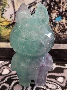 Rainbow Fluorite Labubu Hand Carved Figure 4.5 Inches Tall - Picture 1 of 3