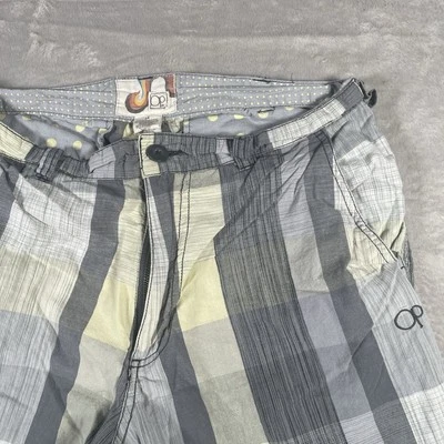 Pantalones Cortos De Colección Años 90 OP Ocean Pacific 34 Para Hombre Amarillo/Gris Patinador a Cuadros Grunge Y2K Foto 1 de 4