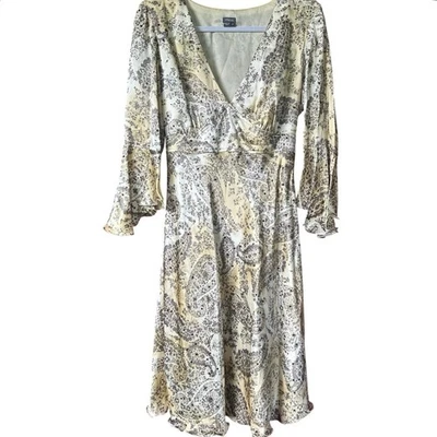 Vestido midi metálico de cachemira satinado talla 12 Y2K ropa de trabajo de hadas oficina años 2000 Foto 1 de 4