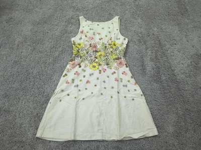 Loft Dress Womens 2P PETITES Ivory Floral Sleeveless Fit & Flare Mini Lined - Image 1 of 4