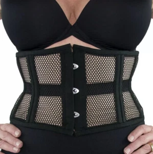 301 authentisches schwarzes Netz 38" Unterbrustkorsett Stahl doppelt entbeint - Bild 1 von 5