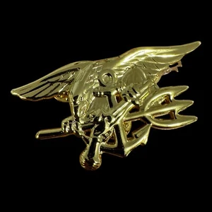 US Navy SEALS Special Warfare Gold Trident Insignia Badge Pin 2-3/4" Full Size - Picture 1 of 2