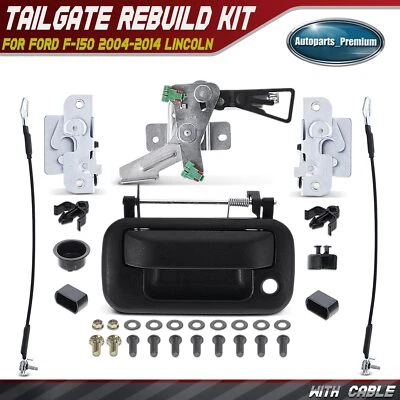 Kit de reconstrucción de herrajes de puerta trasera de metal con cable para Ford F-150 2004-2014 Lincoln Foto 1 de 4