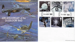 MF9 Segunda Guerra Mundial Dusseldorf Raid Avro Lancaster RAF Reid VC 2003 BFPO FDC - Imagen 1 de 1