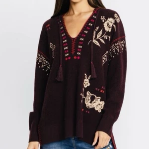 NUEVO CON ETIQUETAS JOHNNY WAS IVEY BAJA JERSEY MEZCLA CACHEMIR SUÉTER Berenjena, XL, PRECIO DE VENTA SUGERIDO POR EL FABRICANTE $478 - Imagen 1 de 15