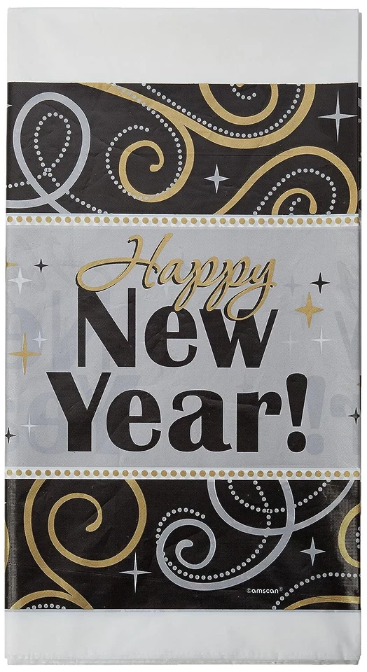 Sparkling New Year Eve Black Gold Silver Holiday Party Decoration Tablecover - Image 1 of 1
