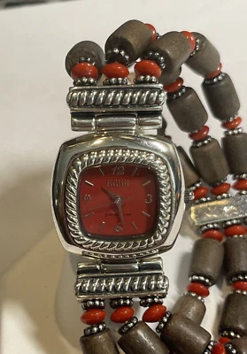 Reloj pulsera Ecclissi de plata esterlina para damas esfera de jaspe y correa de cuentas de jaspe Foto 1 de 4