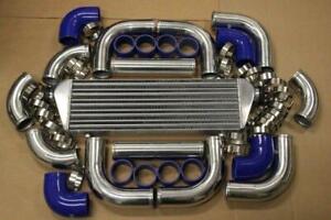 BLUE FIMC INTERCOOLER+TURBO PIPING KIT COUPLER CLAMPS 3000GT GALANT VR4 MIRAGE 
