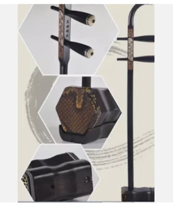 Chinese 2-stringed Fiddle Erhu Ebony wood Timber Body Neck + hard Case,Strings - Picture 1 of 12