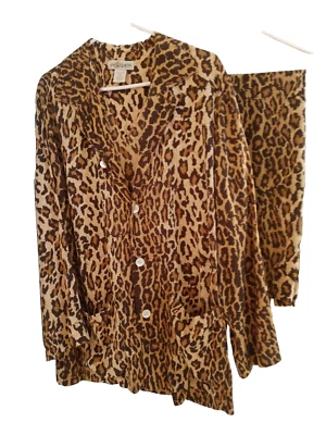 Nick and Nora NUEVO SIN ETIQUETAS 100 Seda Med Runs Grande Absolutamente Precioso Conjunto de Pijama Foto 1 de 4