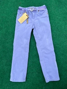 Robin's Jeans Lavender Rhinestone Pockets Purple Heart Belt Girls Sz 4 - Picture 1 of 4