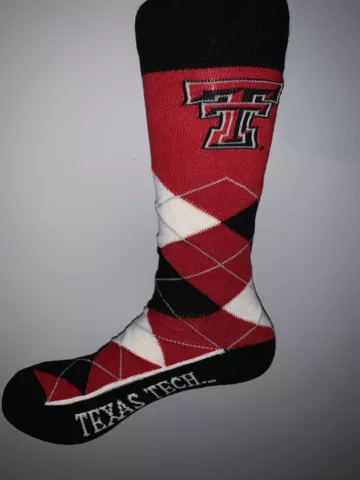 TEXAS TECH RED RAIDERS NCAA COLLEGE JERSEY LOGO ARGYLE DRESS SOCKS MENS LARGE Cover