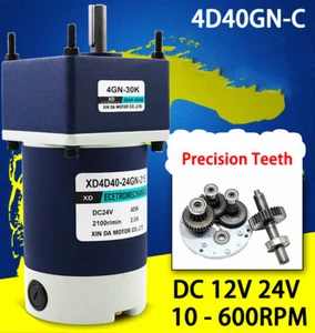 DC 12V / 24V Metall Getriebemotor 40W Gleichstrom Motor 10 - 600 U/min 4D40GN-C - Picture 1 of 7