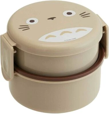 Skater My Neighbor Totoro 2 Tier Round Bento Lunch Box with Folk  - Image 1 of 4