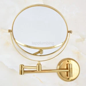 Gold Brass Wall Mount Makeup Mirror 8 Inch 1X 3X Magnifying Double Sided Mirror - Picture 1 of 6