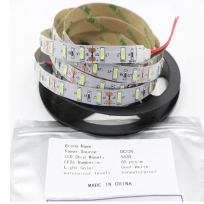 DC12V 5M 5630 300 LED Strip Light flexible Cool White DC 12V non-waterproof - Image 1 of 4