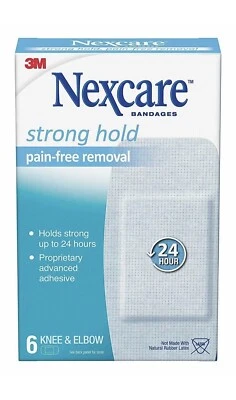 Vendajes adhesivos para piel sensible Nexcare eliminación sin dolor para rodilla y codo 6 quilates Foto 1 de 4
