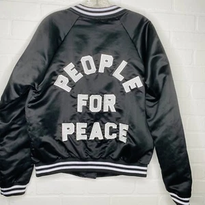 Streetleisure Bomber Jacket People for Peace Black Size XS / Small. 0011 - Picture 1 of 10