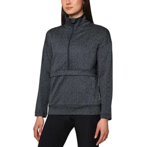 Mondetta Ladies' Half Zip Jacquard Popover, Black Combo - L - Picture 1 of 4