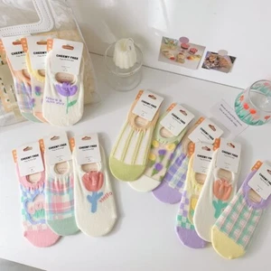 3/6 pares de calcetines tobilleros antideslizantes finos corte bajo para mujer - Imagen 1 de 25