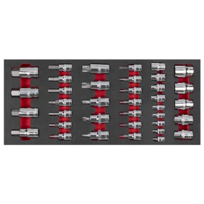 Sealey Tools Bits Socket Bit Set 1/4 3/8  Torx Star Hex Allen + Foam Tray FD25 - Image 1 of 4