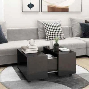 vidaXL Coffee Table High Gloss Grey 60x60x38 cm Engineered Wood - Picture 1 of 8