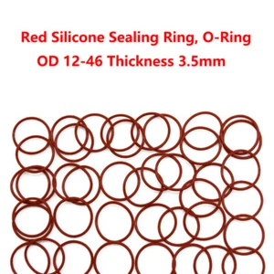  OD 12-46 Thickness 3.5mm Red Food Grade Silicone HIGH TEMP Gasket O-Ring Seal  - Picture 1 of 5
