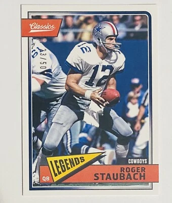 2018 Panini Classics Roger Staubach Legends Blank Back 23/50 Dallas Cowboys - Image 1 of 3